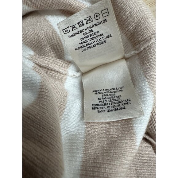 Anthropologie Women’s Oversized XS Cropped Sweater Tan White Striped Collar - Picture 7 of 7